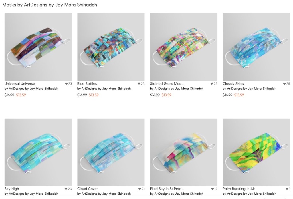 My Artists face masks for sale on my Society6 art shop.