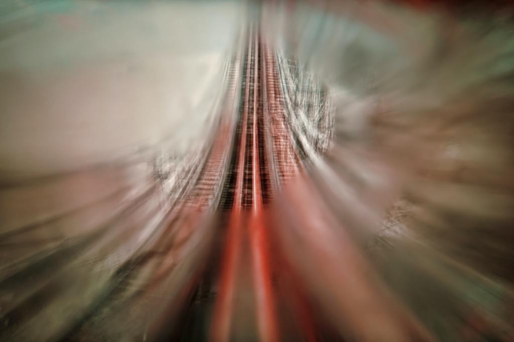 action photo of rollercoaster tracks