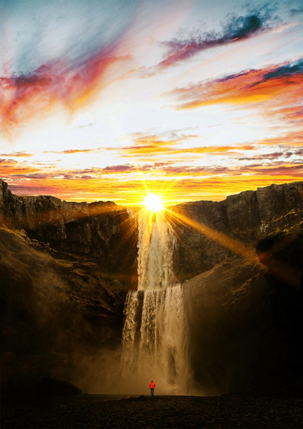 Photo of Waterfalls during Sunset