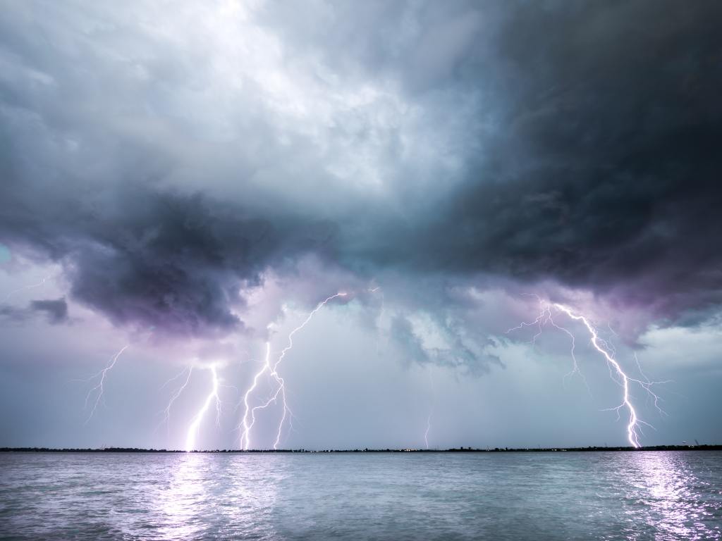 lightening over water