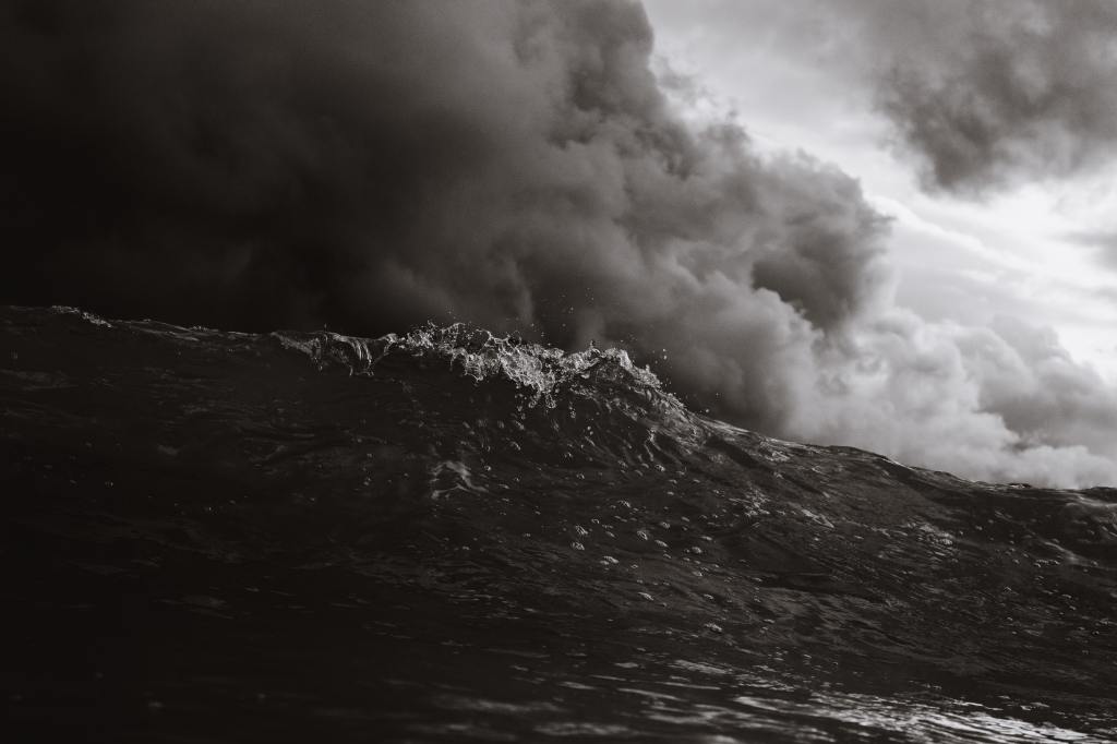clouds and big waves