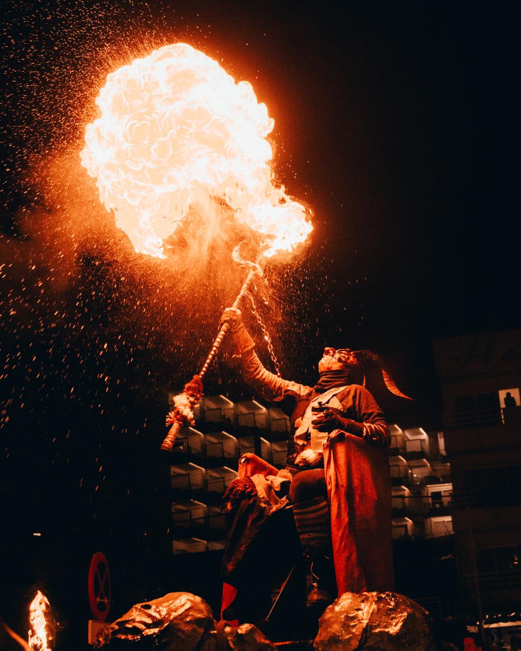 Satan spitting fire